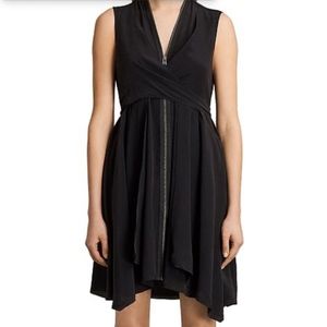 Allsaints Jayda Zip-Front Silk Dress